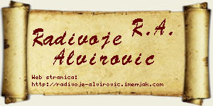 Radivoje Alvirović vizit kartica